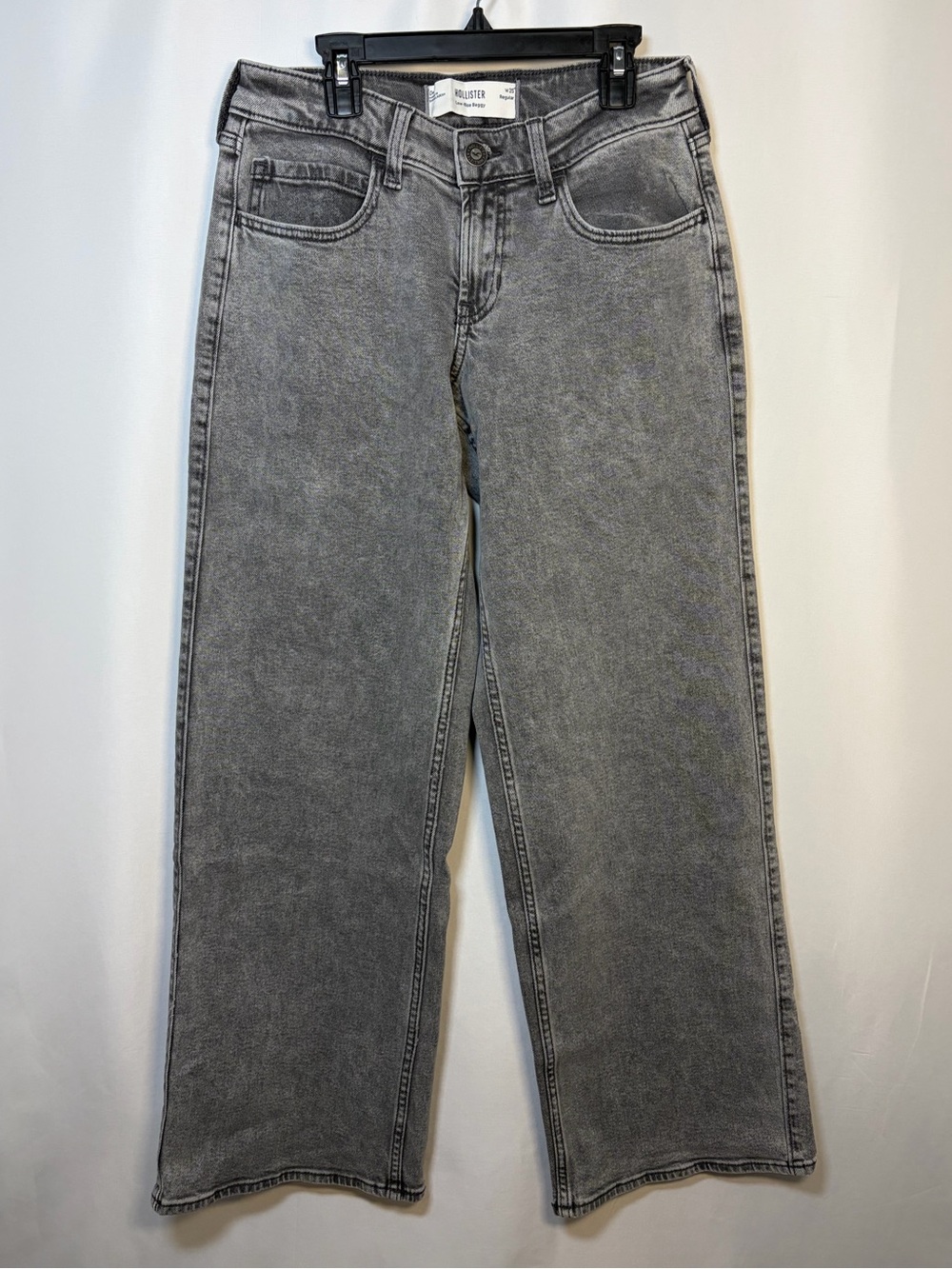 Hollister Stone Wash Gray Low Rise Baggy Jeans Women’s Size 25
